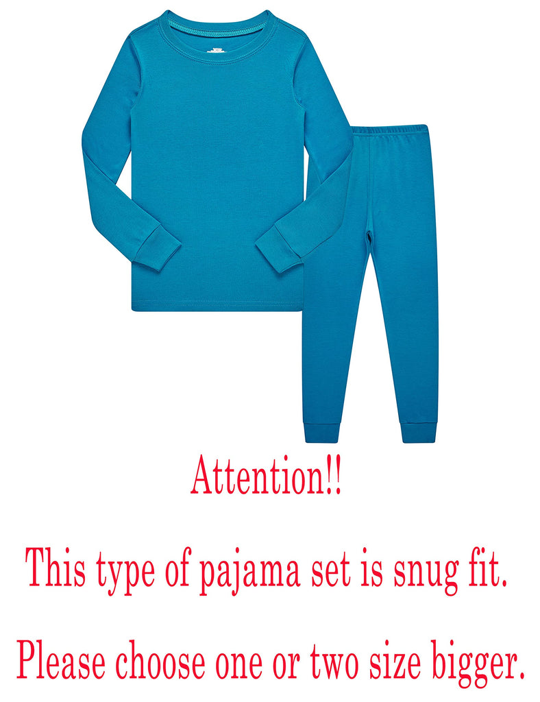 Little Girls Boys Long Sleeve Pajamas Sets Cotton Blue Toddler Kids Pjs