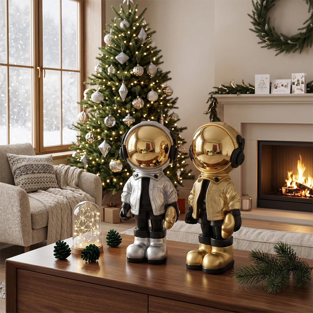 Astronaut Statue, Spaceman Sculpture Polyresin Figurine Gold