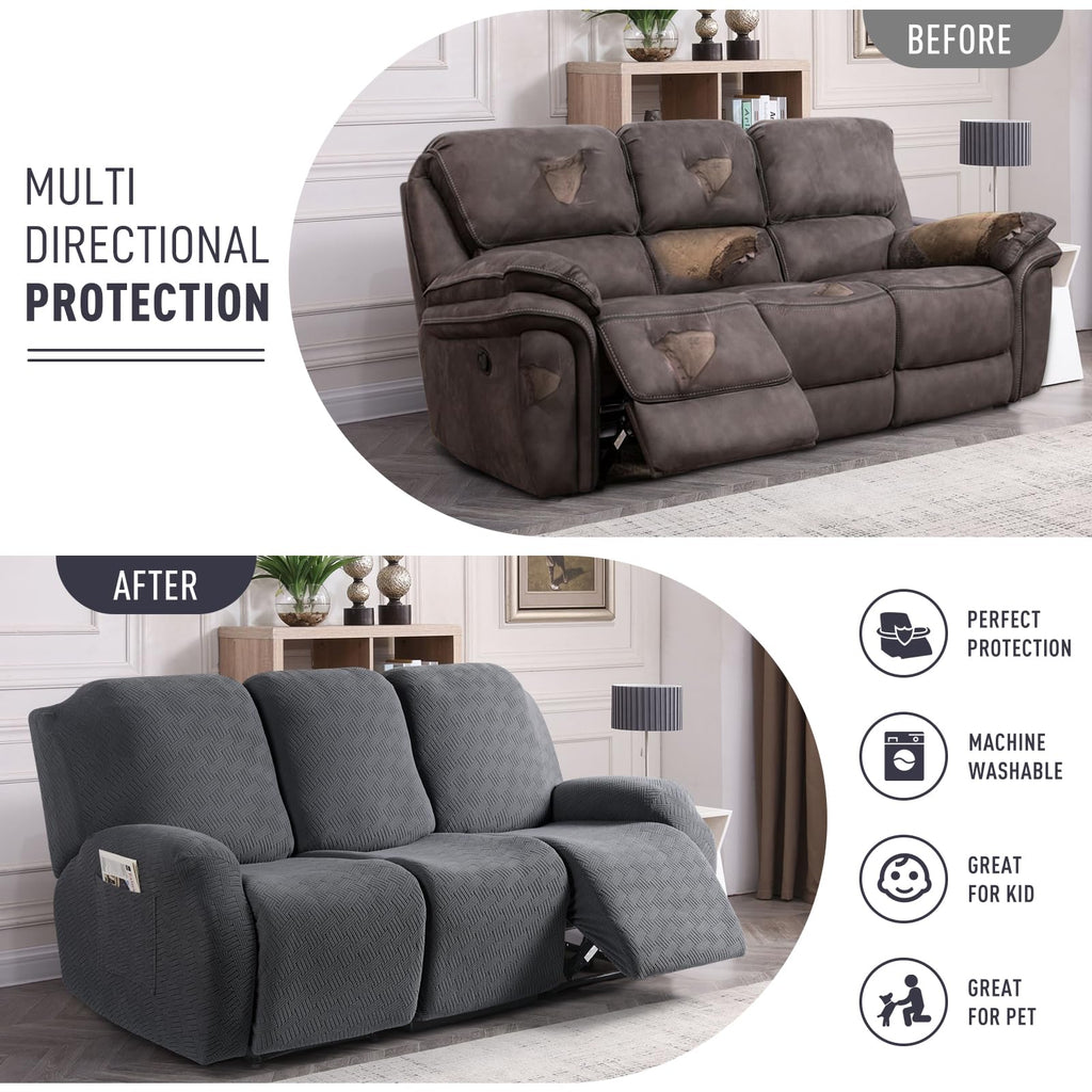 Recliner Sofa Covers, Stretch Reclining Cover, Dark Gray