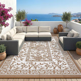 Outdoor Rug 9x12, Waterproof Reversible Foldable Plastic Straw Rug, Botanical cottagecore Outdoor Ru