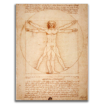 Leonardo Da Vinci Canvas Wall Art Vitruvian Man Poster - Leonardo Da Vinci Renaissance Painting Life Drawing Fine Art