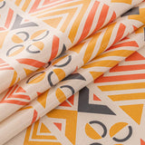 Waterproof Bohemian Tablecloth, 6-8 Foot Rectangle Fabric Orange Colorful Table Cloth with Soft Cott