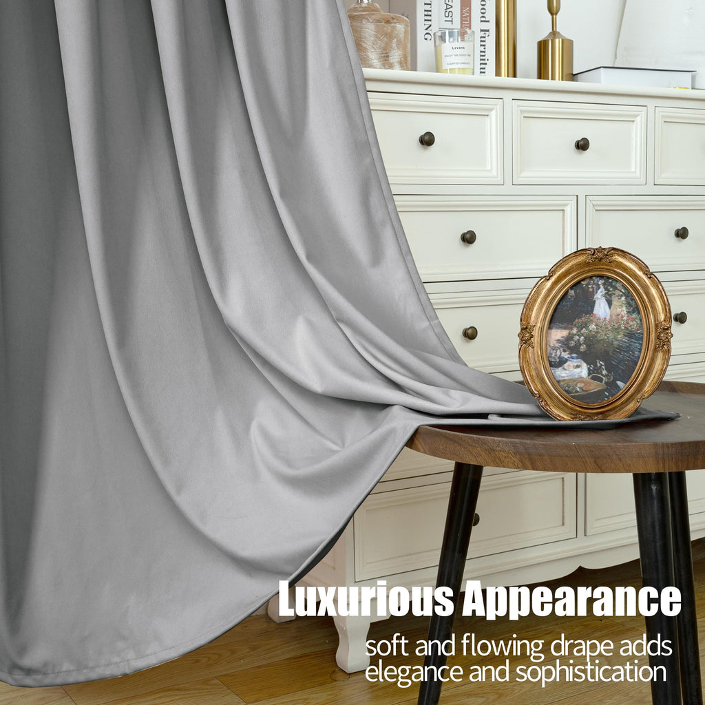 72 Inch Length Velvet Blackout Curtains with Grommet 2 Panels