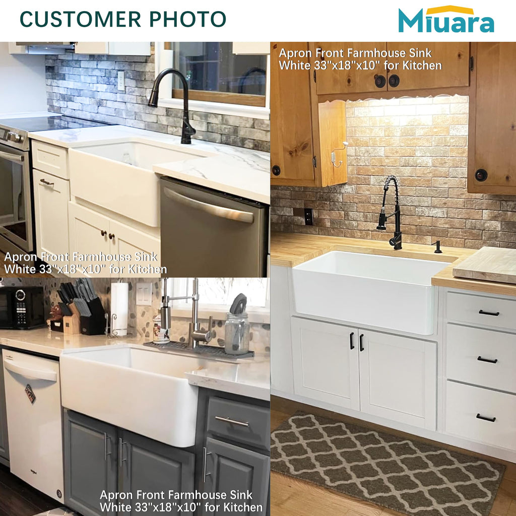 Farmhouse Sink 30 x 20 Inch White Fireclay Apron Front Kitchen Sink
