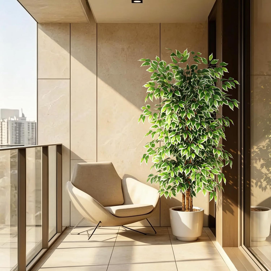 6FT Artificial Ficus Tree with Real Wood Trunks, Faux Tree Indoor