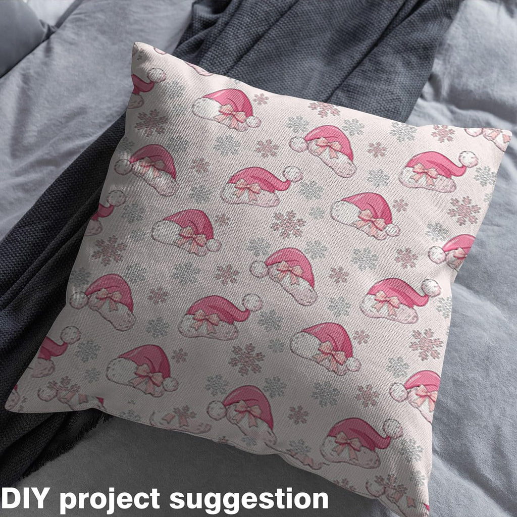 Christmas Hat Fabric by The Yard Xmas Theme Upholstery Fabric Snowflake Waterproof Indoor Outdoor Decor for DIY