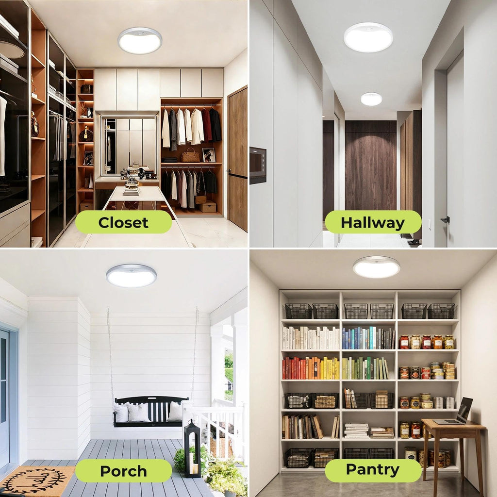 4 Pack Motion Sensor Ceiling Light Wired, 3000K/4000K/6500K LED Flush Mount Ceiling Light Fixture, 12Inch 24W Motion