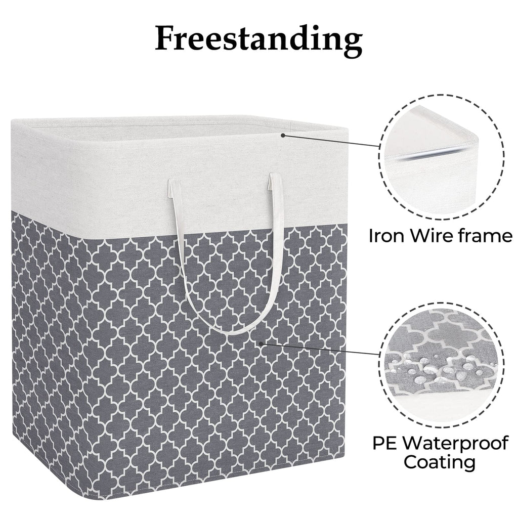 Basket Hamper, 100L Clothes Storage, Clover Grey