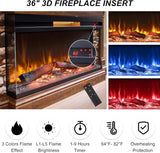 OKD 52" Electric Fireplace with Mantel, Freestanding Fireplace Heater TV Stand with 36" 3-Side Glass Insert for TVs Up