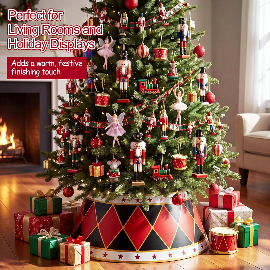 Metal Christmas Tree Collar,28 Inch,Nutcracker,Red