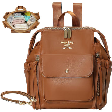 Small Diaper Bag, Mini Dackpack Leather Diaper Bag Backpack with 12 Diaper Bag Organizer, Insulated Pocket, 2