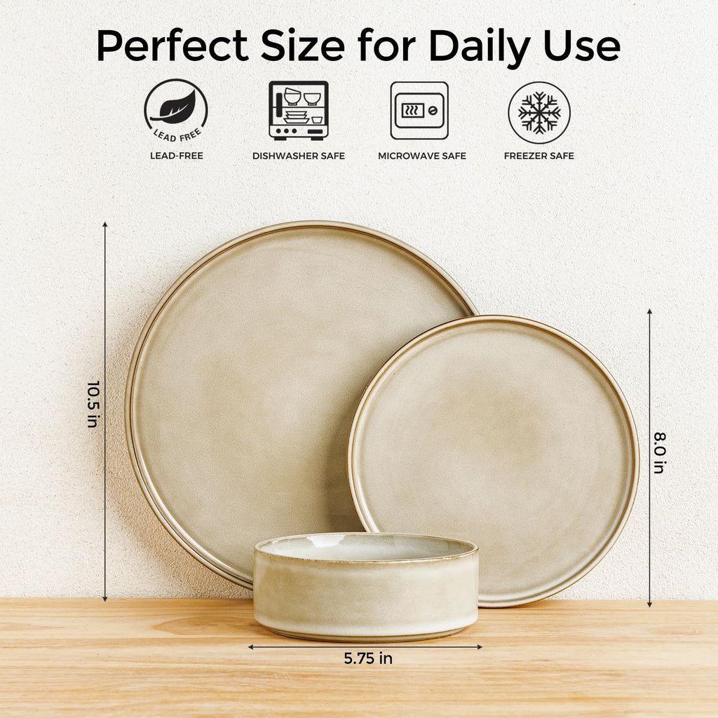 Stoneware Dinnerware Sets for 8,24 Piece Plates and Bowls Sets