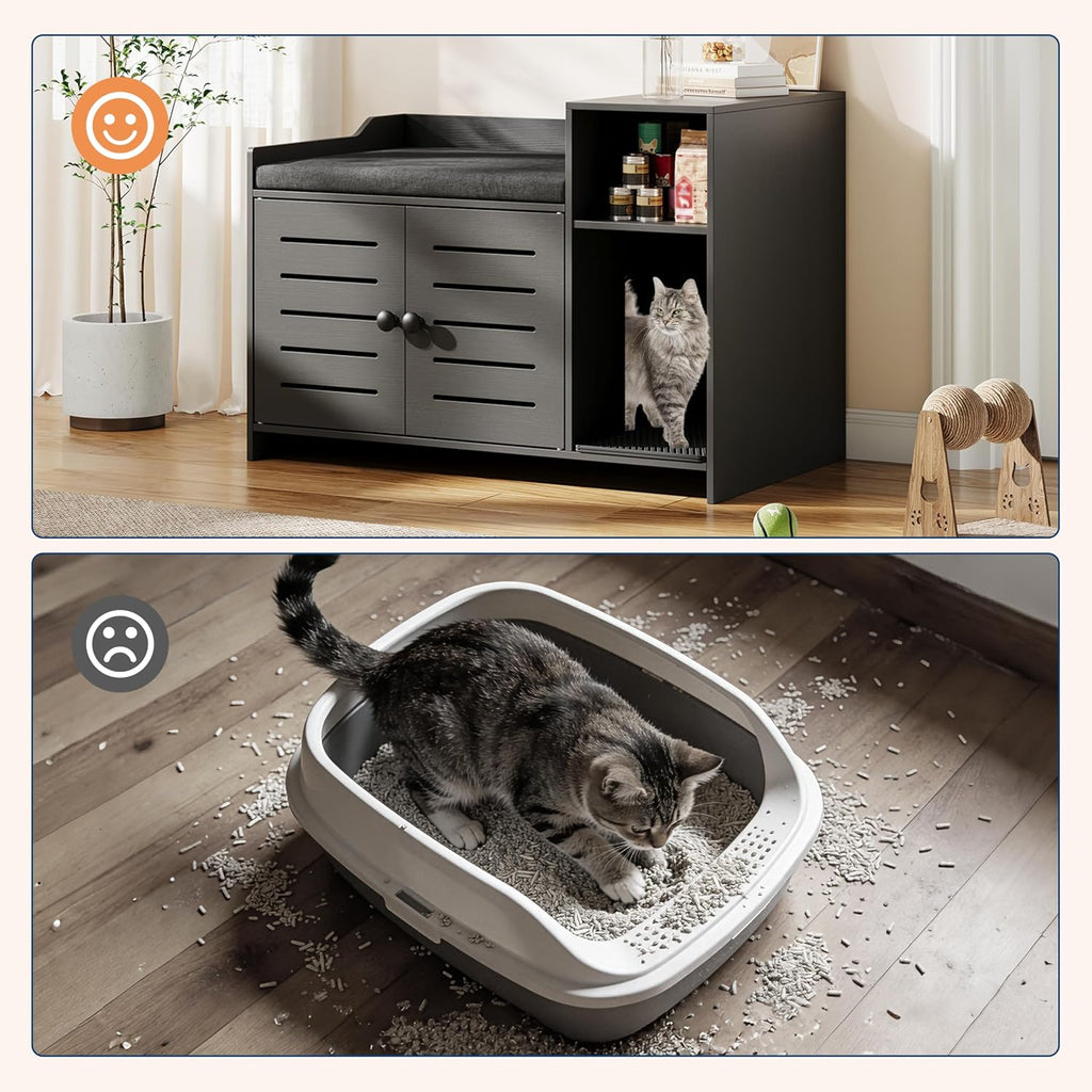 Cat Litter Box Enclosure, Hidden Litter Box Cabinet Furniture