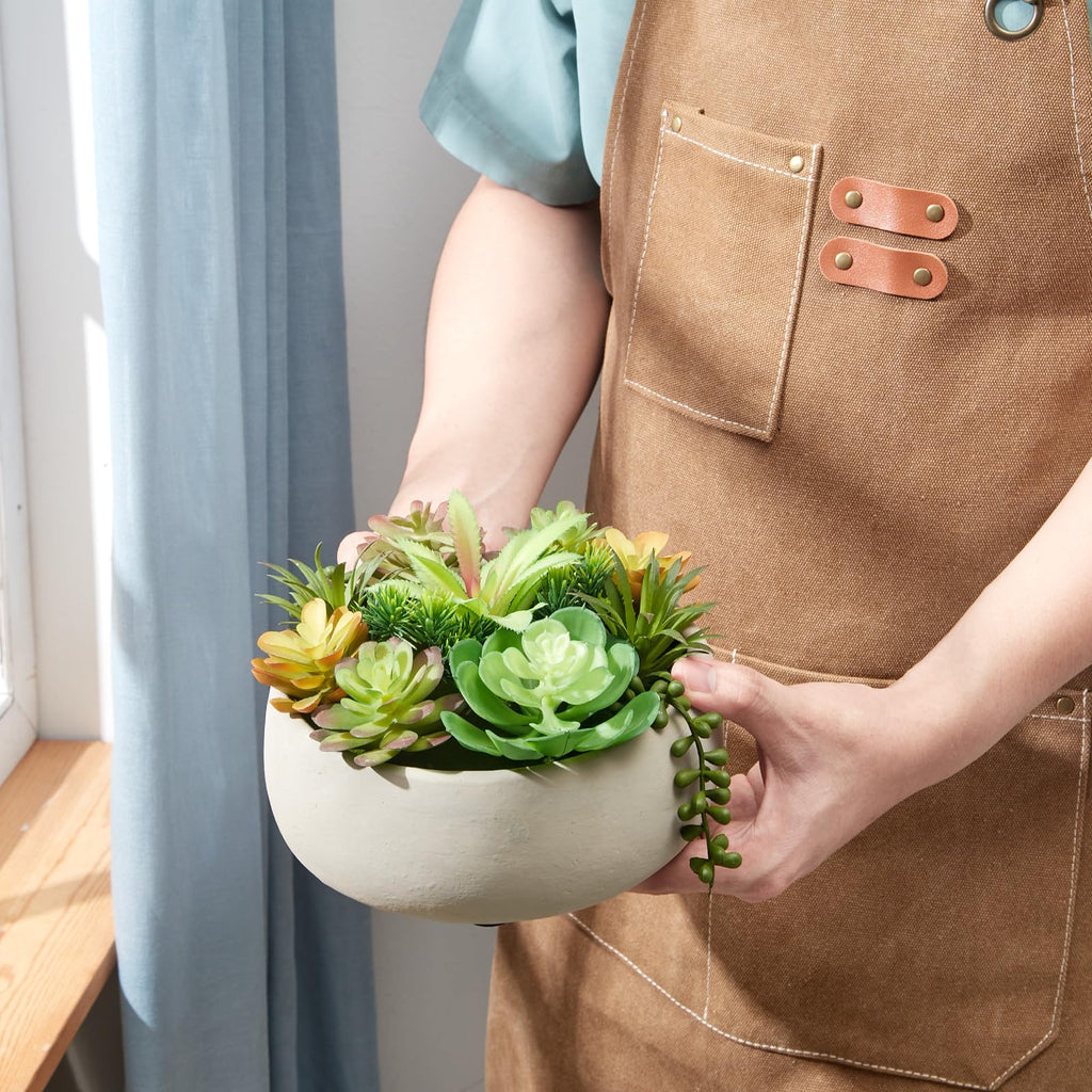 8inch Artificial Succulent Plants in Pots, Large Fake Succulents with Creamy White Ceramic Pot Desk Bathroom Coffee