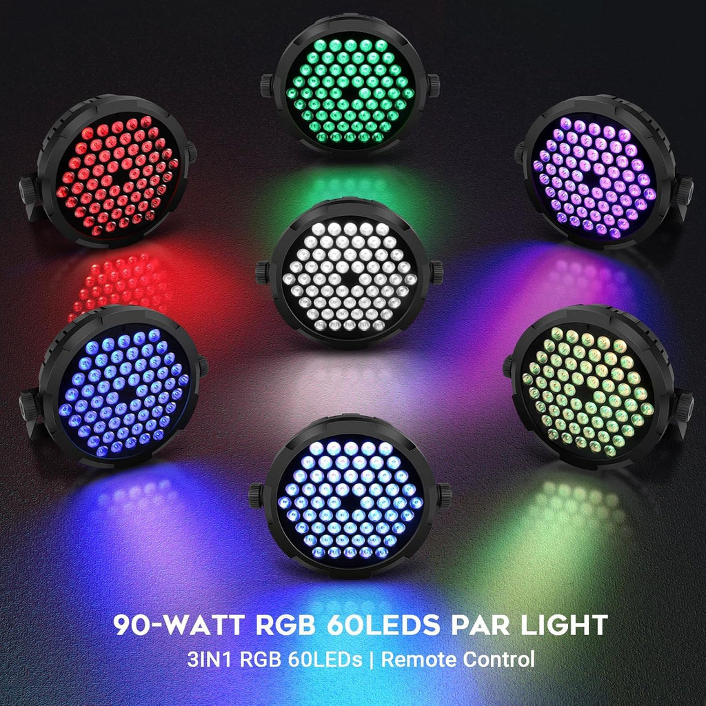 90W 60LED Dimmable Stage Par Light by Remote & DMX Control - 5Pack
