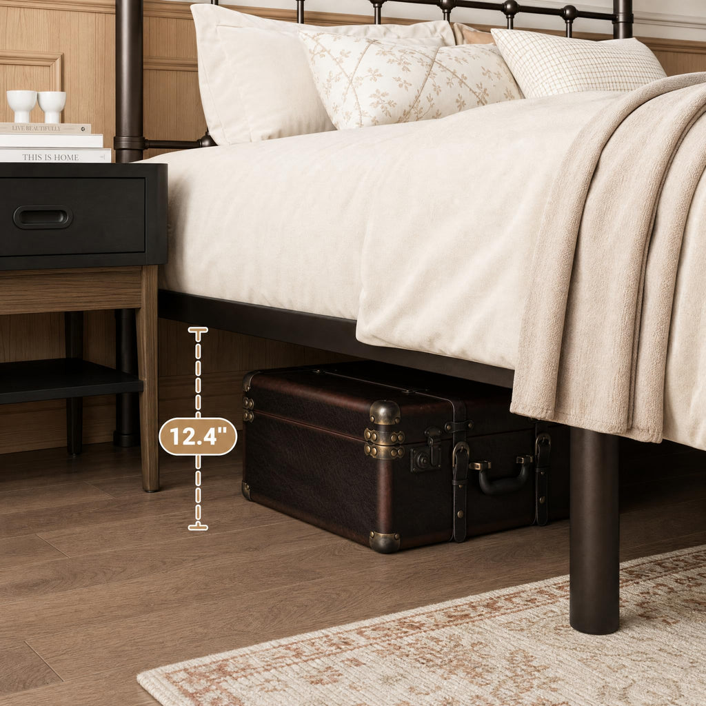 Full Size Metal Platform Bed Frame, Antique Bronze
