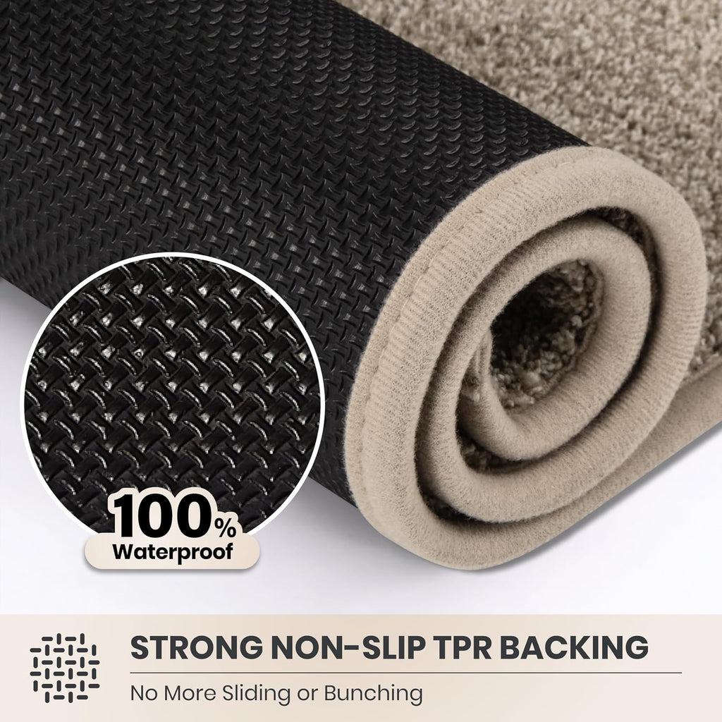 Dirt Trapping Indoor Door Mat, 34" x 59", Taupe | Machine Washable, Non-Slip, Waterproof TPR Backing, Super