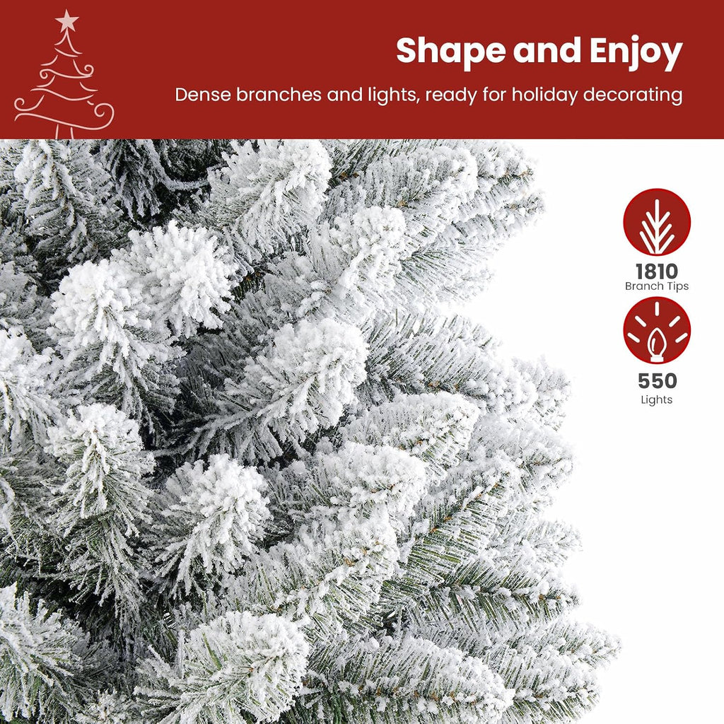 Snow Flocked Spruce Pre-lit Artificial Christmas Tree, White