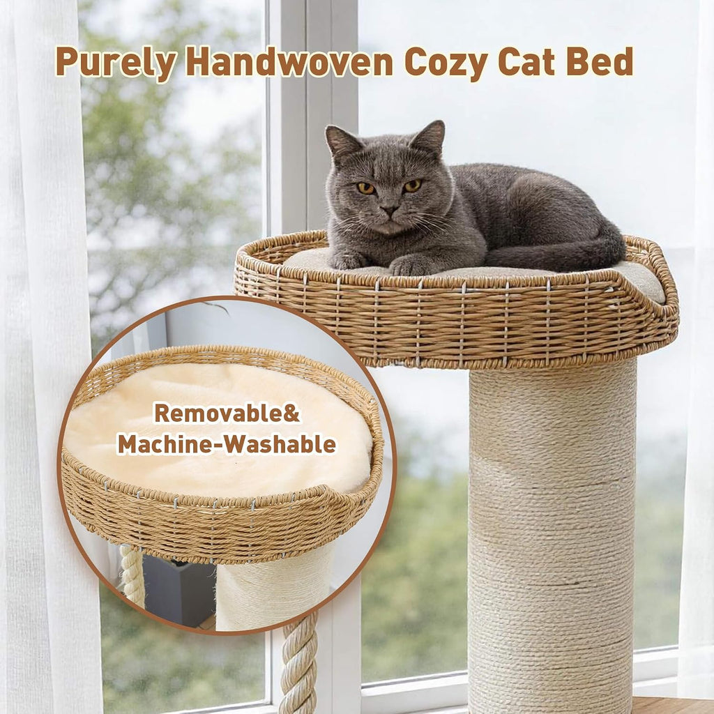 28.5in Wooden Cat Tree for Large Cats, Modern Cat Tower