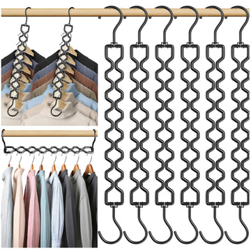 Space Saving Hangers for Clothes 6 Pack, Sturdy Metal Hangers Heavy Duty