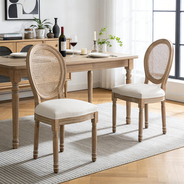 French Country Solid Wood Dining Chair, Upholstered Seat & Back