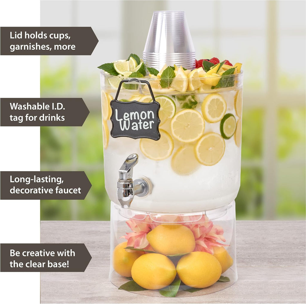 Durable 2 Gallon Beverage Dispenser with Stand - Set of 2