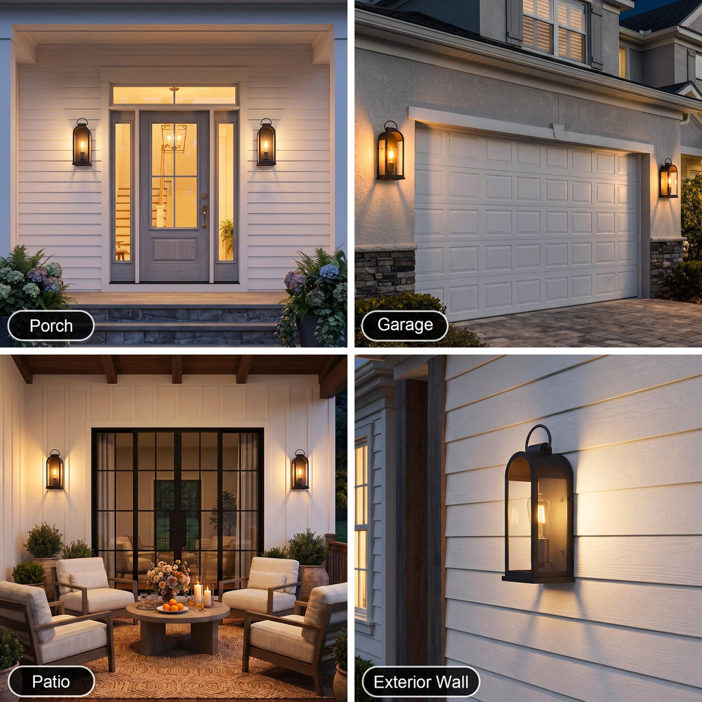 Outdoor Wall Lights Rustic Porch Light Black Exterior Lighting Fixtures