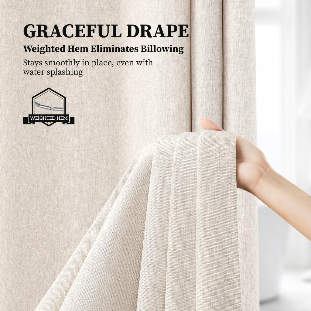 Linen Textured Waterproof Fabric, 72x72, Light Cream