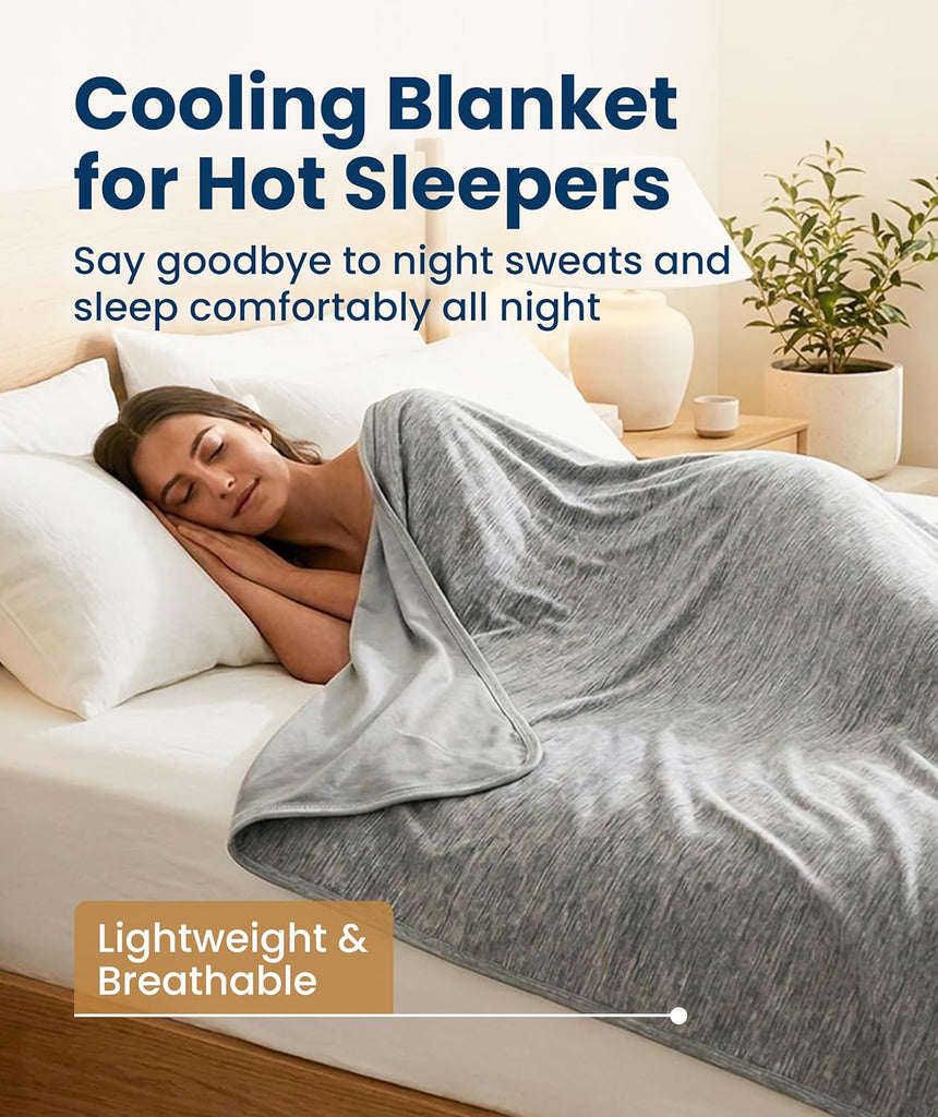 Cooling Blanket for Hot Sleepers - Soft, Lightweight & Breathable Throw Blanket with Easy to Clean Material - Luxury