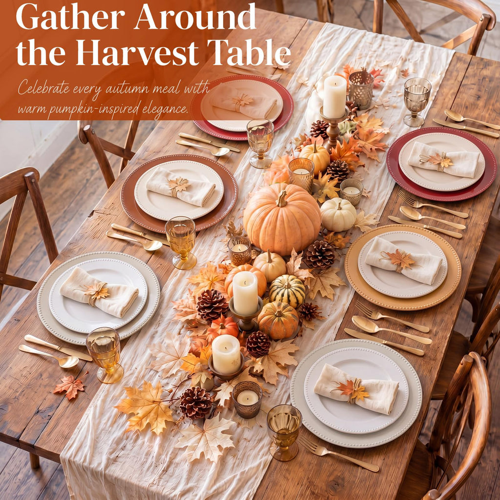 12 Pcs Thanksgiving Charger Plates with Beaded Rim 13 Inch