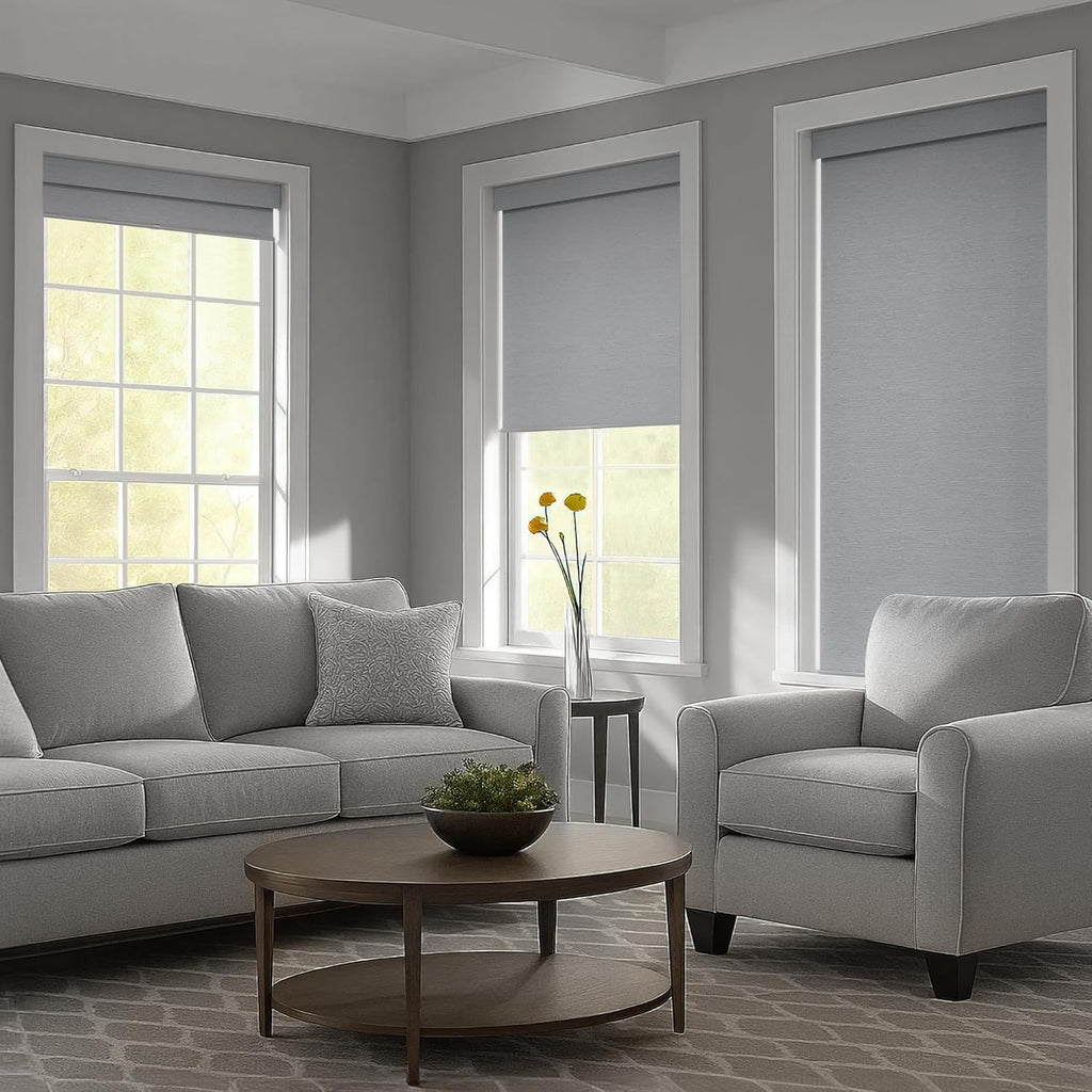 No Tools No Drill Cordless Blackout Roller Shades for Indoor Windows, Easy to Install, Darkens Rooms, Blocks Heat