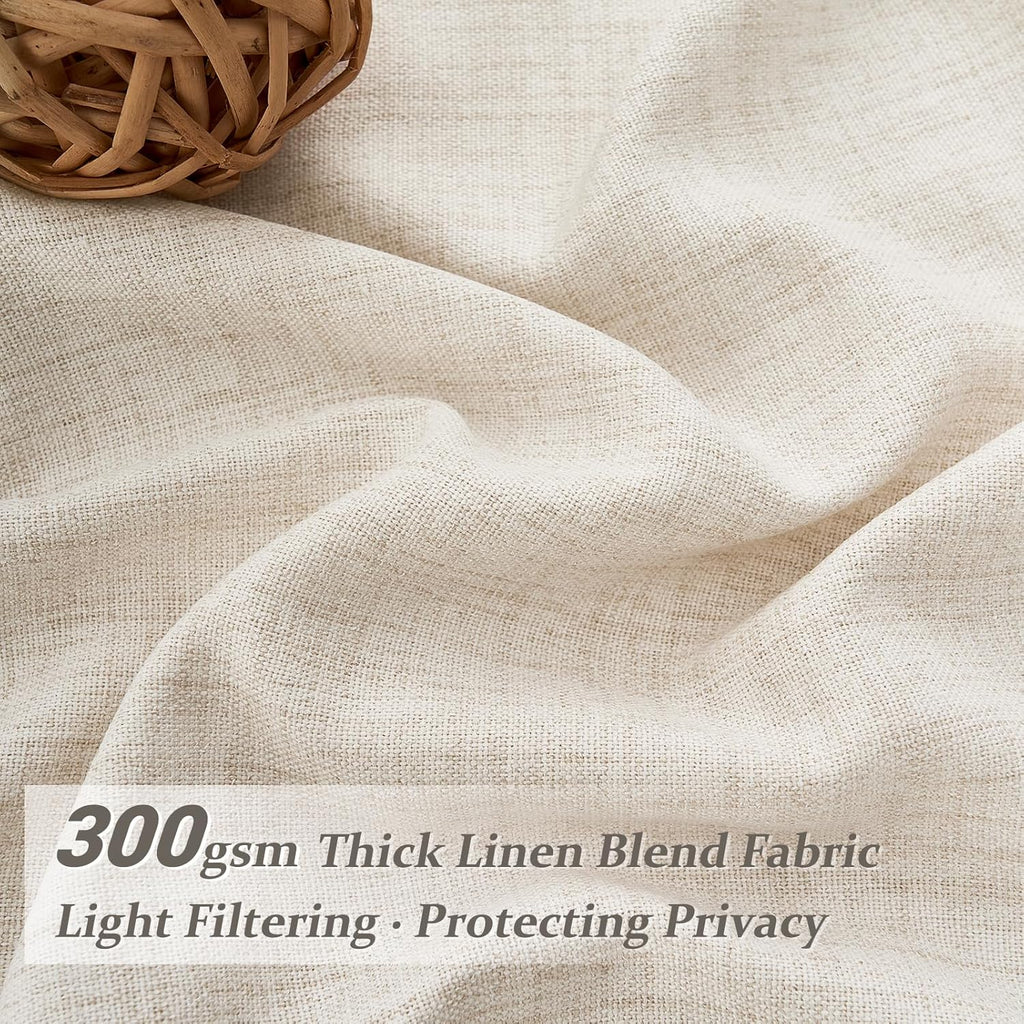 Pinch Pleated Linen Curtains 96 Inches Long for Living Room Bedroom, Light Filtering Boho Window Drape 96 inch 2