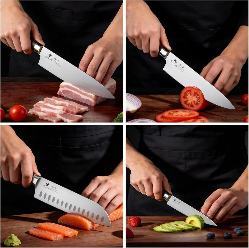 3 Pieces Knife Set, Japanese High Carbon Stainless Steel Chef Knives | Professional 3 Pcs Chef Knife Set with