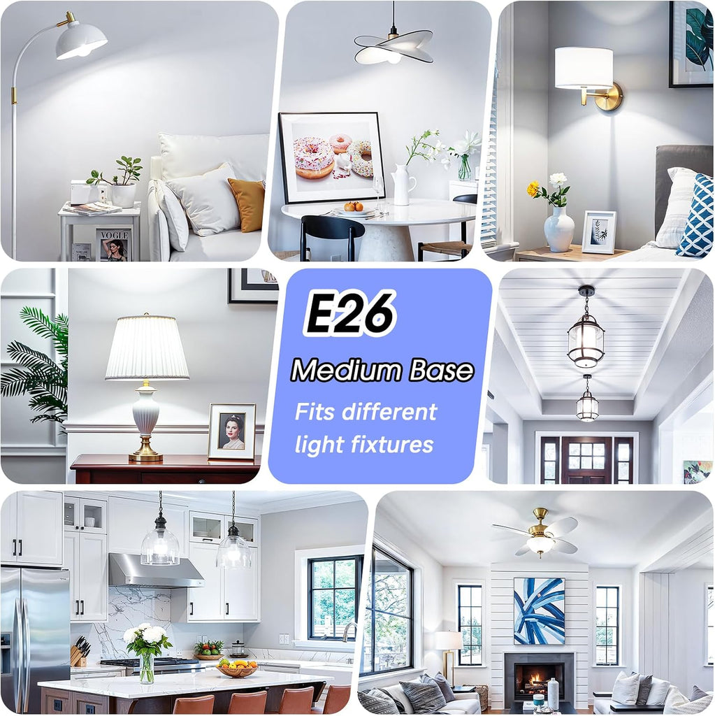 A19 LED Light Bulbs, 60W Equivalent 5000K Daylight White 6-Pack