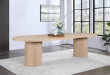 725Oak-T Belinda Collection Mid-Century Modern Solid Wood White Oak Veneer Dining Table, Oval Design, Fluted Bases, 2
