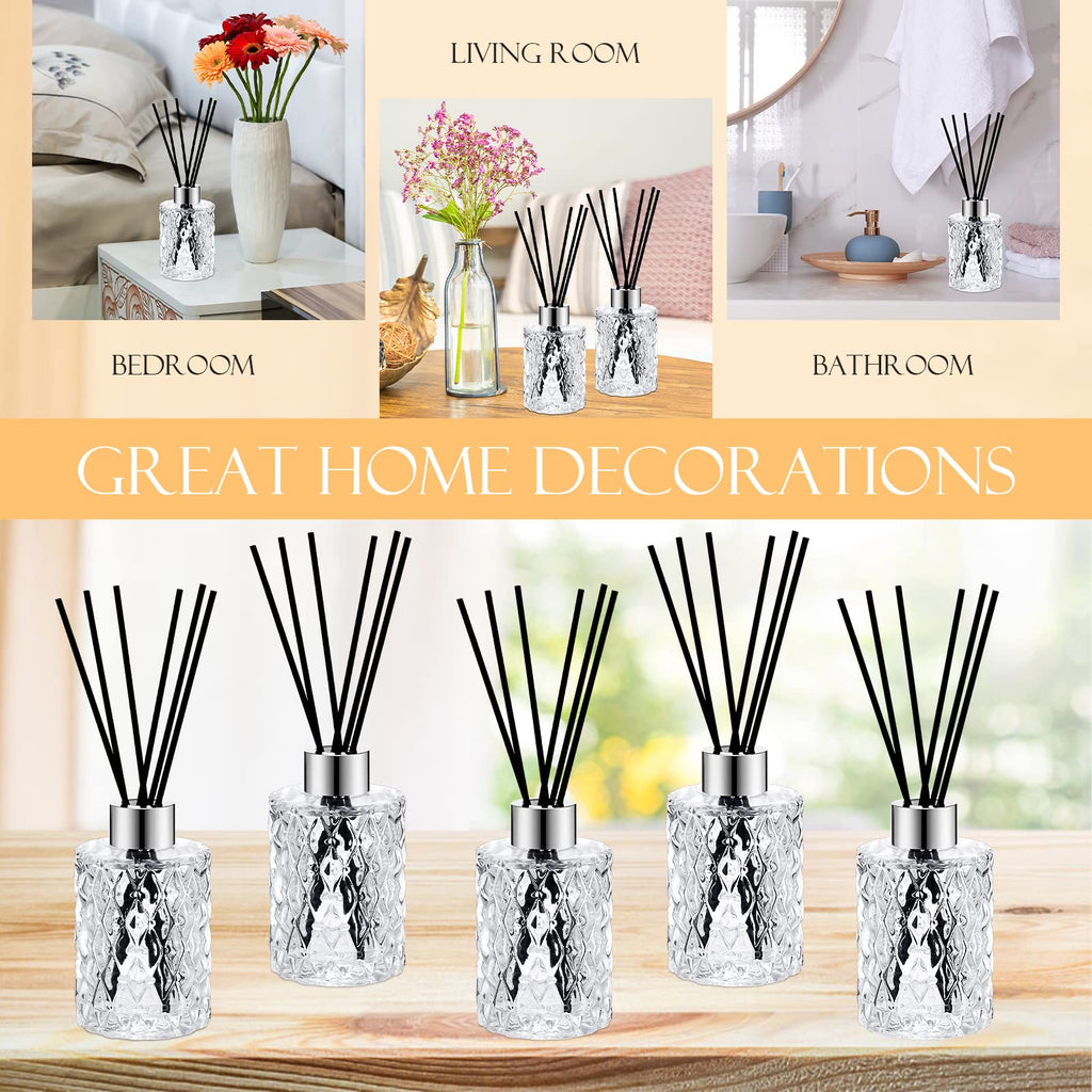 16 Pack Empty Reed Diffuser Bottles with Caps Rattan Sticks, Silver