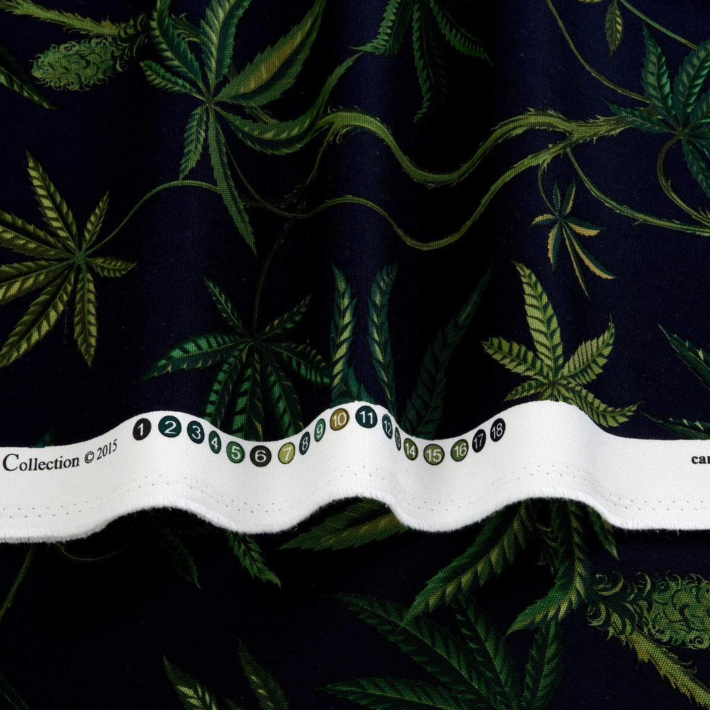 Cannabis Sativa Canvas Navy, Fabric by the Yard