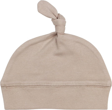 Unisex Baby Organic Cotton Knotted Hat, GOTS Certified, Adjustable Top Knot Beanie for Newborns & Infants, Oatmeal