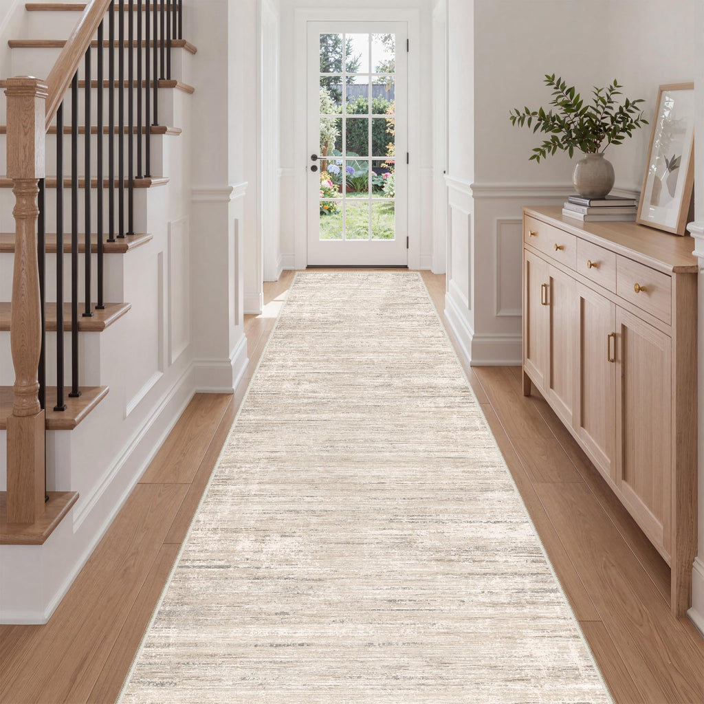 Washable Hallway Runner Rugs 2.5 x 10, Soft Kitchen Rug Beige