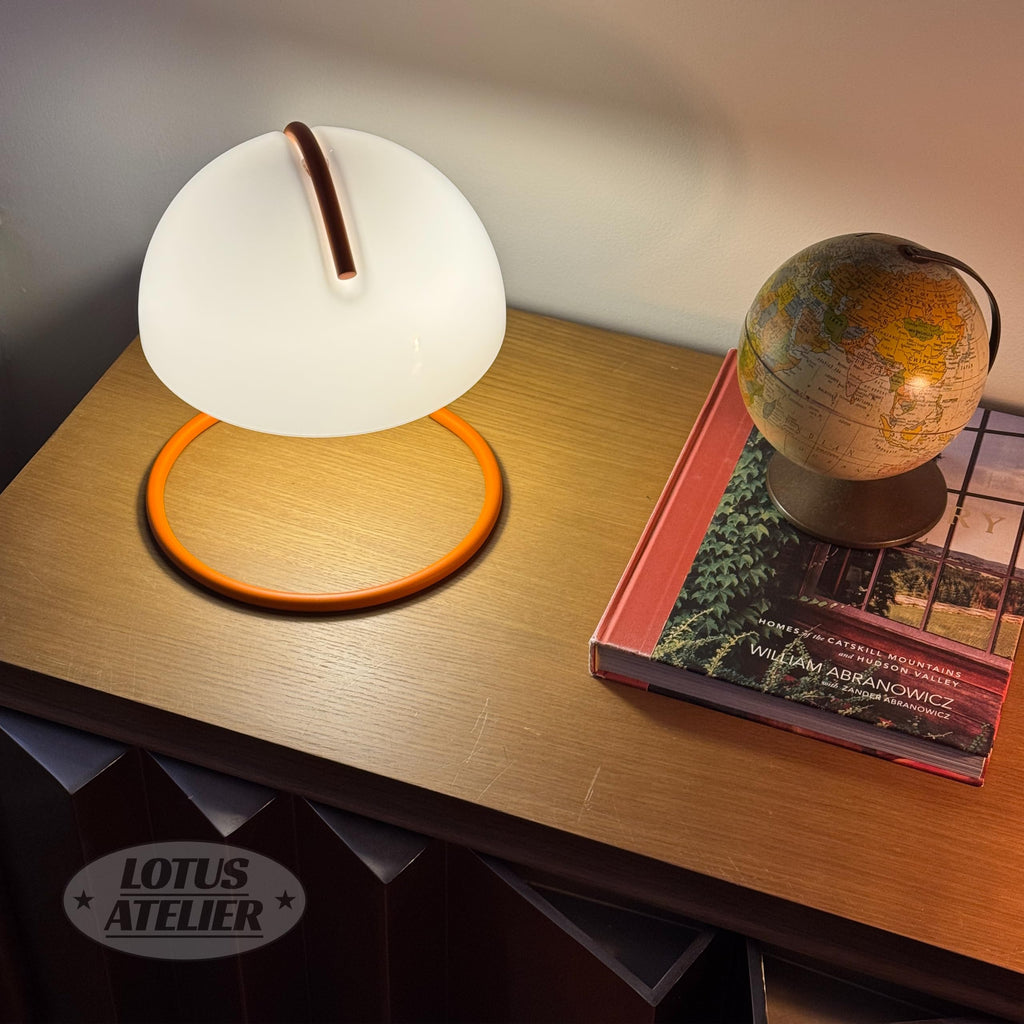 Orange Bauhaus Light | Retro Mushroom Table Lamp for Room Aesthetic Modern Lighting | Mid Century Modern | Living
