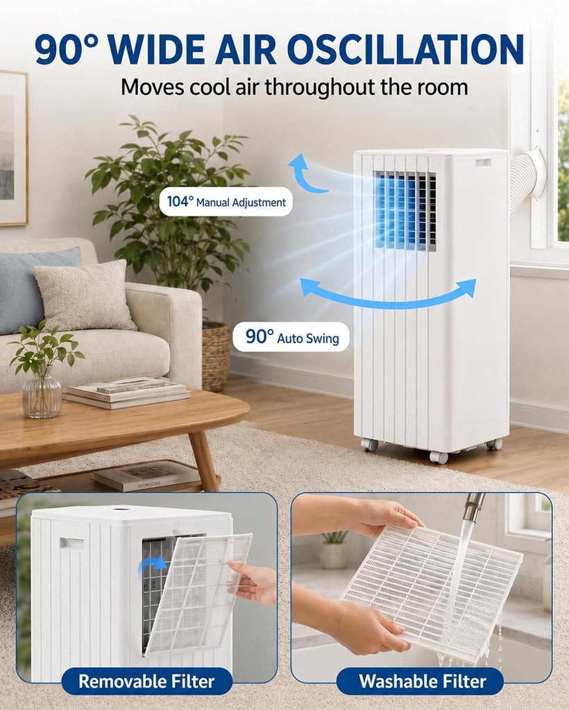 Portable Air Conditioners, 8,000 BTU for Rooms up to 350 Sq.Ft., Smart Compact AC Unit with Cooling, Dehumidifier