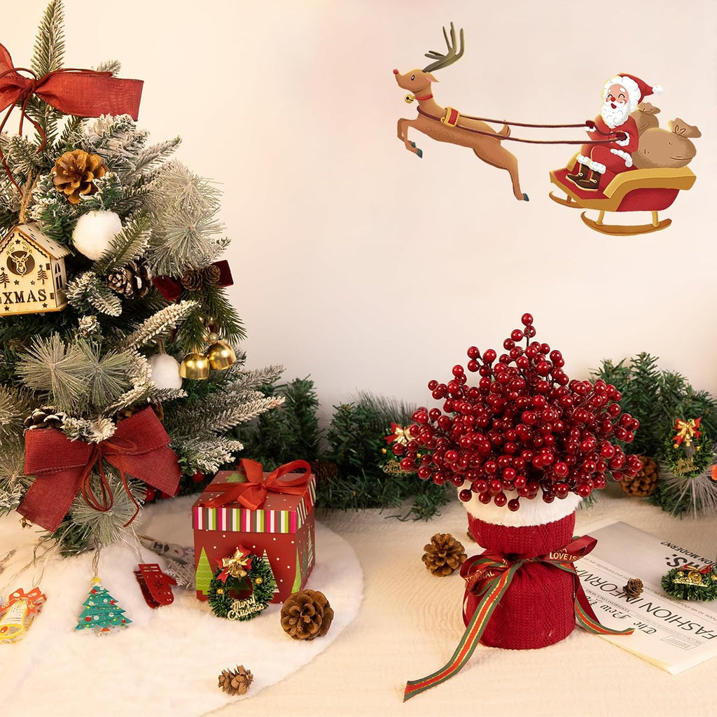 50-Pack Christmas Tree Decorations 6.5" Red Berry Stems Ornaments - Set of 50