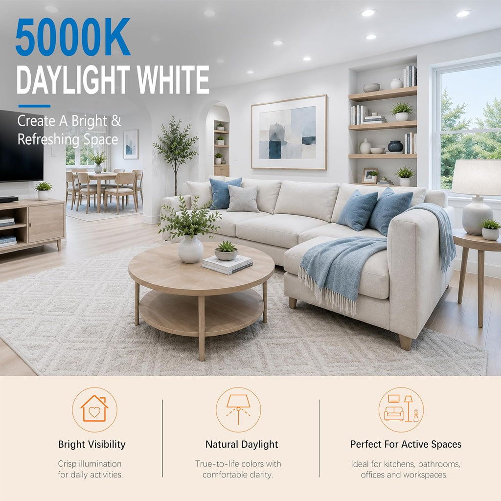 Dimmable GU10 LED Light Bulbs 75W Equivalent, 5000K Daylight White, 6 Pack
