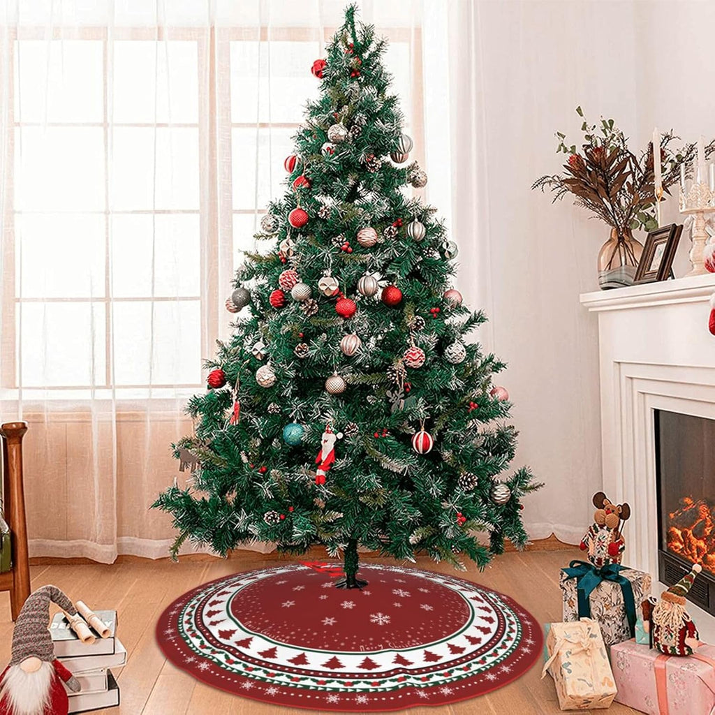 Christmas Tree Skirt 48 Inch Red Traditional Christmas Tree Decorations