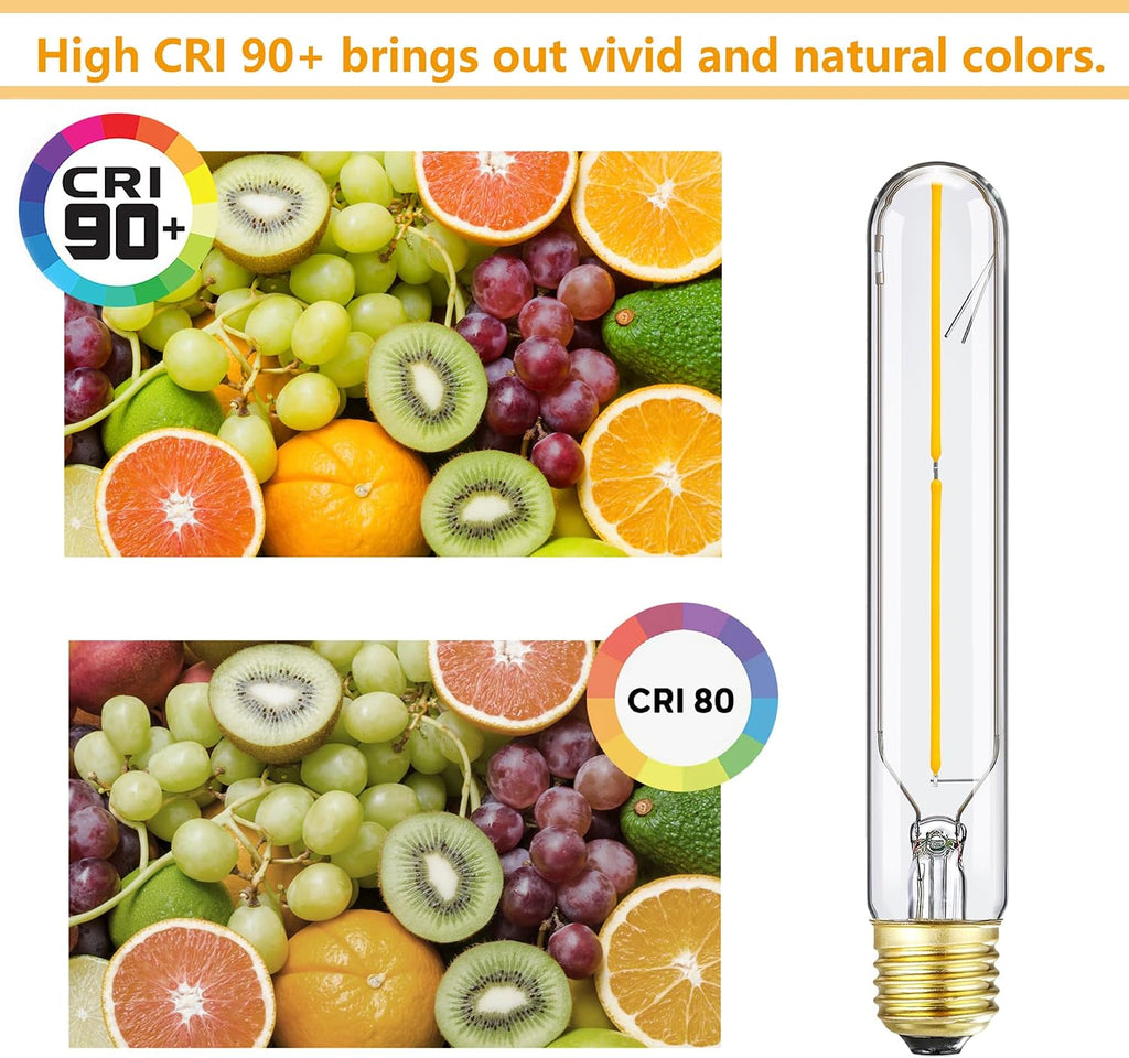 T10 Led Bulb E26 Dimmable Tubular Light Bulb 40W Long Edison Bulb,2700K