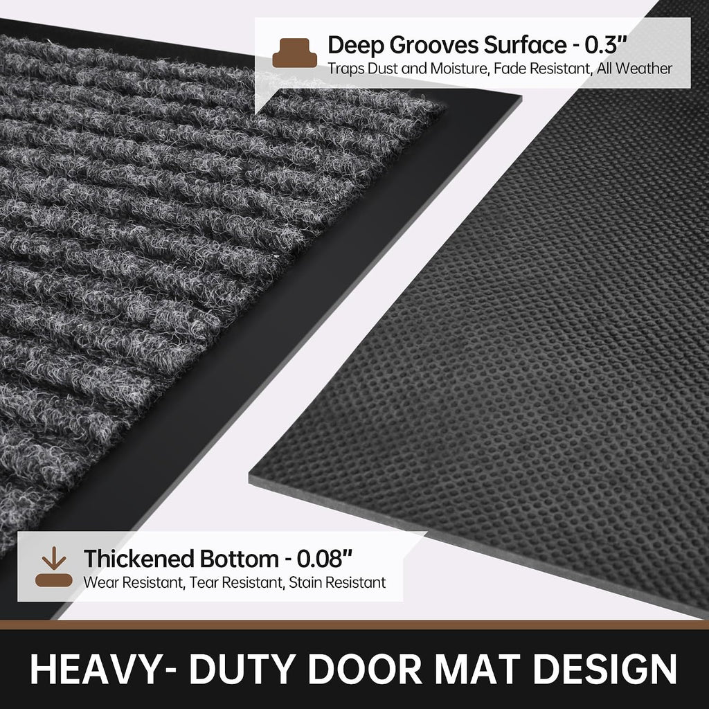 Front Door Mat, 60" x 36" Heavy Duty Indoor Outdoor Doormat | Non-Slip Welcome Mats , Rubber Backing Low Profile