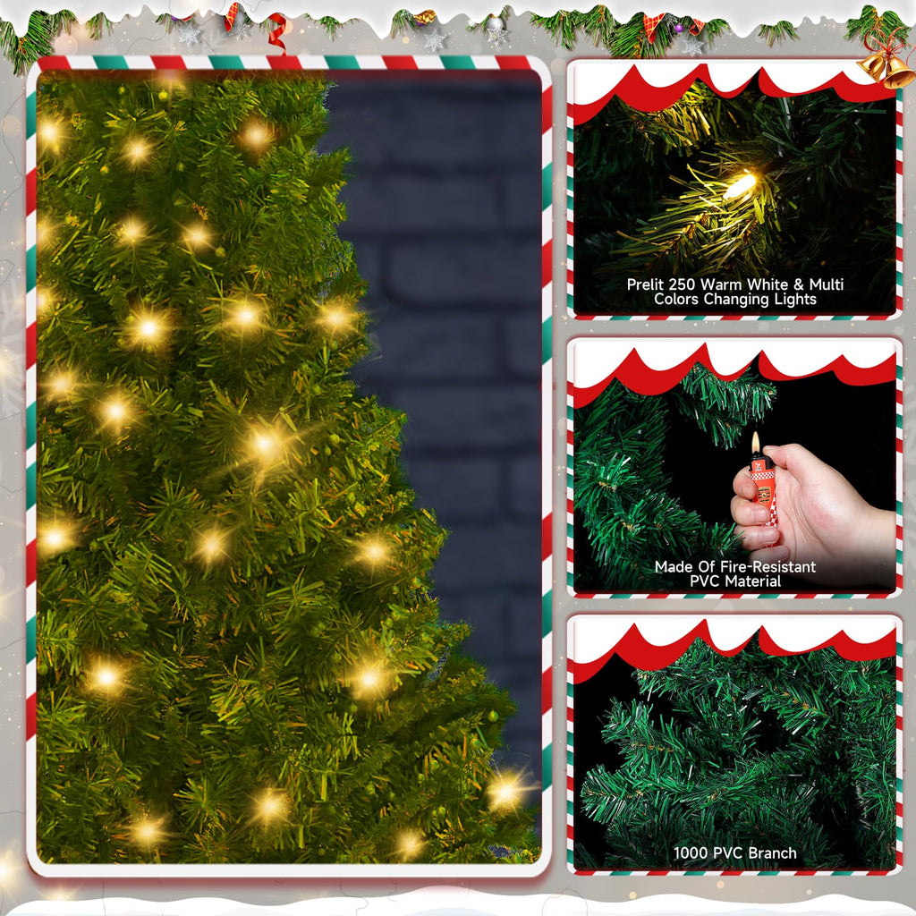 Premium 9FT Pre-Lit Classic Artificial Holiday Christmas Tree w/2, 450 Branch Tips, 550 LED Lights, Party Decoration
