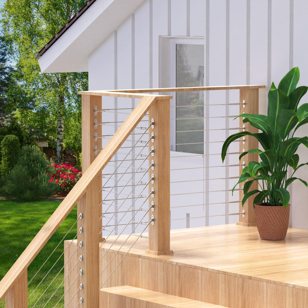 10 Pairs 3/16" Cable Railing Kits, T316 Stainless Steel, Adjustable Angle Cable Railing Hardware 3/16" for 2"x2"