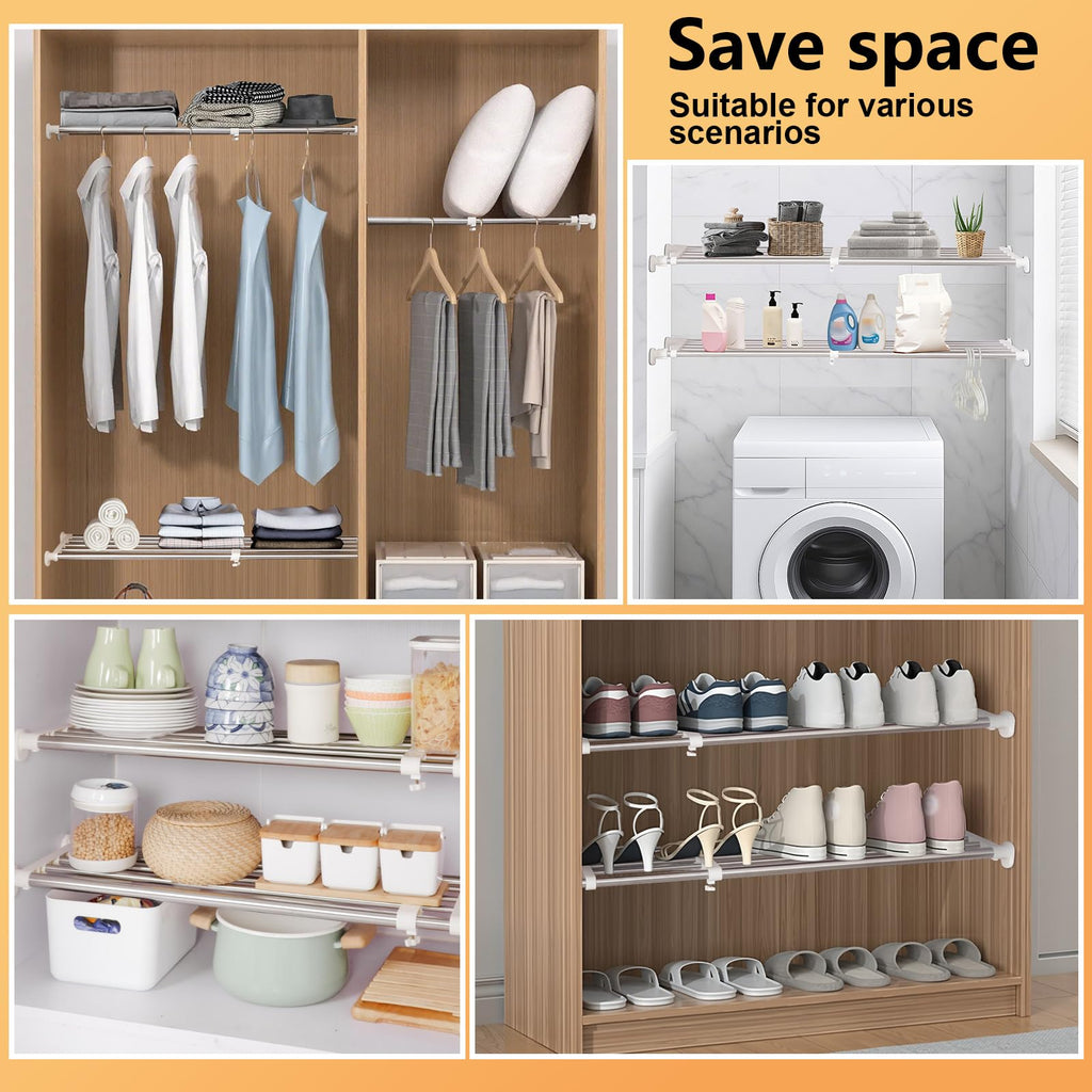 Tension Closet Shelf, Adjustable Storage Rack Separator