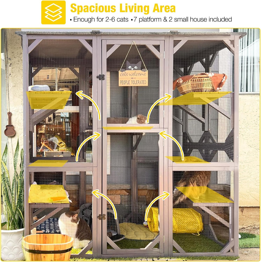 Extra Large Window Catio 5-Level Outdoor Cat Enclosure with Cover